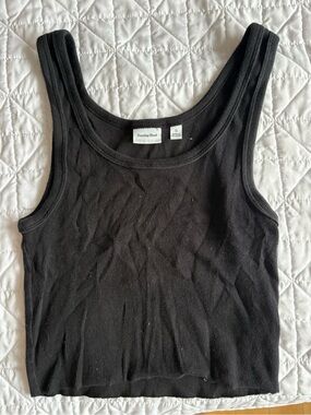 Sunday Best Black Ribbed Crop Tank